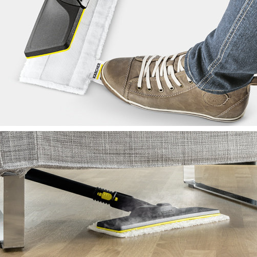  SC 3 EasyFix (Yellow): Kit de limpieza de suelos EasyFix con articulación flexible en la boquilla para suelos y cómodo sistema de fijación del paño para suelos